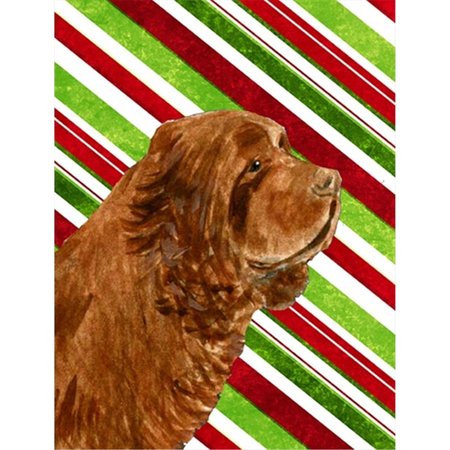 PATIOPLUS 11 x 15 In. Sussex Spaniel Candy Cane Holiday Christmas Flag; Garden Size PA247223